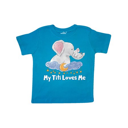 

Inktastic My Titi Loves Me Cute Elephants Clouds Moon and Stars Gift Toddler Boy or Toddler Girl T-Shirt