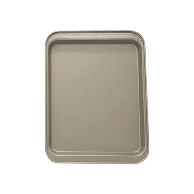 Kearding Bandeja rectangular para hornear galletas, pastelería, bandeja de horno de acero inoxidable, revestimiento negro/oro, utensilios para hornear, Cocina y Comedor Oro 24*18cm Kearding HA6478-04