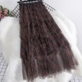 thumbnail image 5 of Arlun Lace Plaid Skirts for Women Irregular Mesh Cake Skirt with Layered Lightweight Flowy Knee Length A Line Skirts Ladies Fashion Streetwear Khaki One Size, 5 of 7
