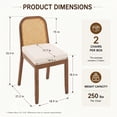 thumbnail image 2 of Mid Century Modern Rattan Dining Chairs Set of 2, Upholstered Dining Chairs with Woven Cane Back, Solid Wood Kitchen & Dining Room Side Chairs, Farmhouse Accent Chairs, Walnut Finish, Beige, 2 of 6