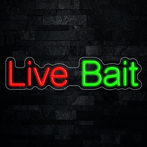Live Bait LED Neon Sign 25"L x 6"H #33233