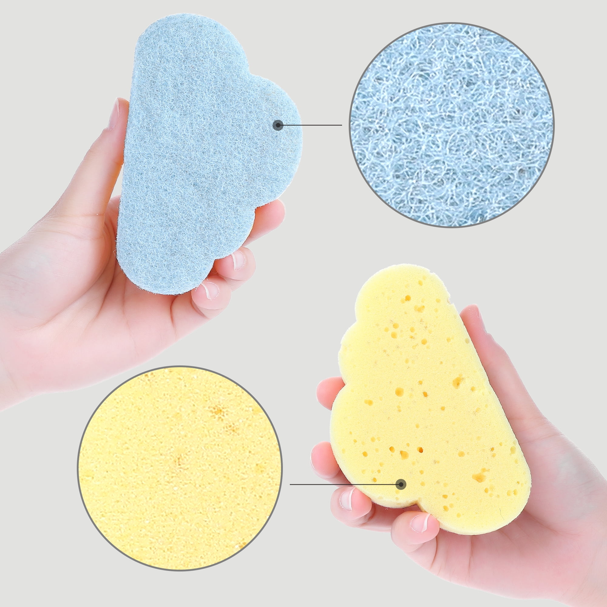 Unique Bargains 4 Pack Scrub Sponge Cloud Shape Sponges Blue