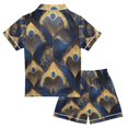 thumbnail image 2 of FORMRS Kids Short Sleeve Top and Pants Pajama Set Unisex Satin 2-Piece Sleepwear, Sizes 13-14Y, Blue Peacock Feathers Pattern, 2 of 8