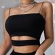 thumbnail image 1 of Señoras Sexy Moda Espagueti Rayas Hueco Corto Top Casual Color puro Camiseta corta Chaleco sin mangas más el tamañopangjing, 1 of 4