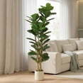 thumbnail image 2 of HOMCOM Faux Fiddle Leaf Fig Tree, 6FT Artificial Tree for Indoor Decor, 2 of 10