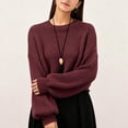 thumbnail image 5 of Teylalorva Women's Sweater Crew Neck Plain Long Sleeve Knit Pullover Essential Basic For Closet Wine Size S, 5 of 7
