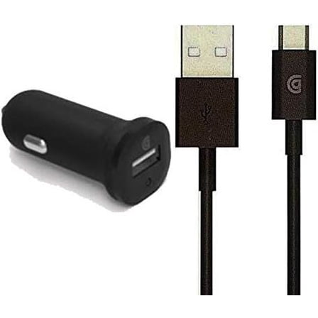 Griffin 2.4 Amp Car Charger with USB A to Micro USB Cable Black - GP-014-BLK
