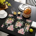 thumbnail image 3 of Pioneer Flower Floral Print Pattern Summer Placemats Table Placemats Set Of 6-Linen Kitchen Washable Placemats Table Mats 12x18 Inch Non-Slip Heat Resistant, 3 of 5