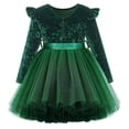 thumbnail image 2 of Lanbubble Toddler Girls Dresses Long Sleeve Velvet Tutu Dress Tulle Birthday Party Princess Dress for girl 1-6T, 2 of 8