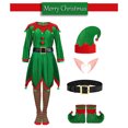 thumbnail image 6 of Gyratedream Girls Christmas Elf Costume Set Santa Helper Velvet Dress with Belt Girls' Xmas Over Knee Thigh Socks Hat Kids Set, 6 of 6
