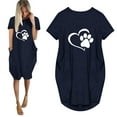thumbnail image 1 of YUNAFFT Robes pour Femmes Liquidation Mode Femmes Ample Amour Imprimé Col Rond Poches Décontracté Manches Courtes Robe Vente, 1 of 4