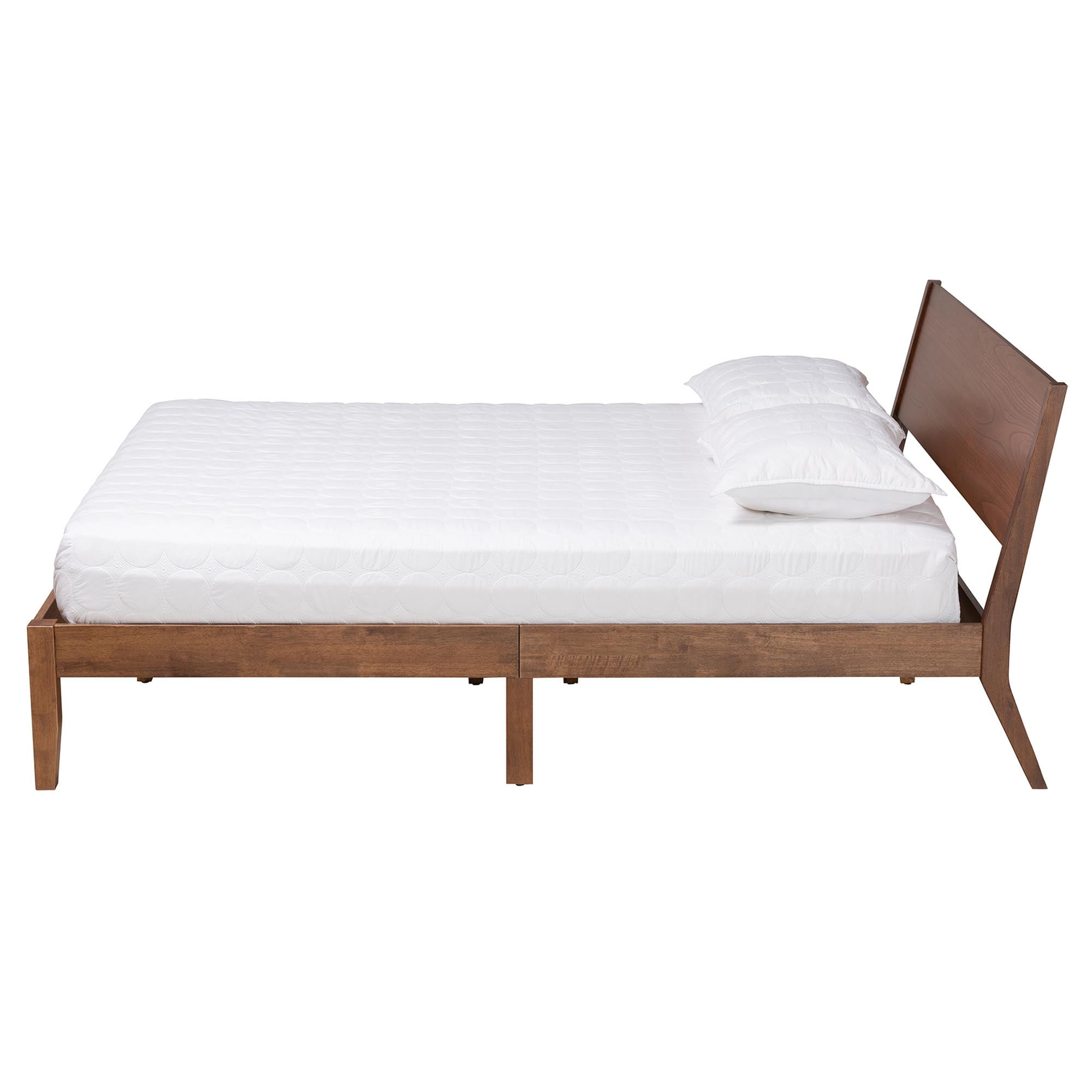 Baxton Studio Salvatore Mid-Century Modern Walnut Brown Finished Wood Queen Size Platform Bed
