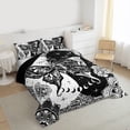 thumbnail image 3 of Homewish Gothic Skull Butterfly Queen Comforter Set,Boho Bohemain Print Bedding Sets,White Black Gray Bedding Comforter Set For Girls Teens,Luxury Bedroom Decor Reversible,3pcs, 3 of 8