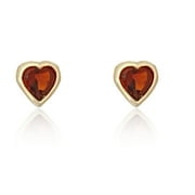 AVORA 10K Yellow Gold January Birthstone with Simulated Diamond CZ Heart Stud Earrings