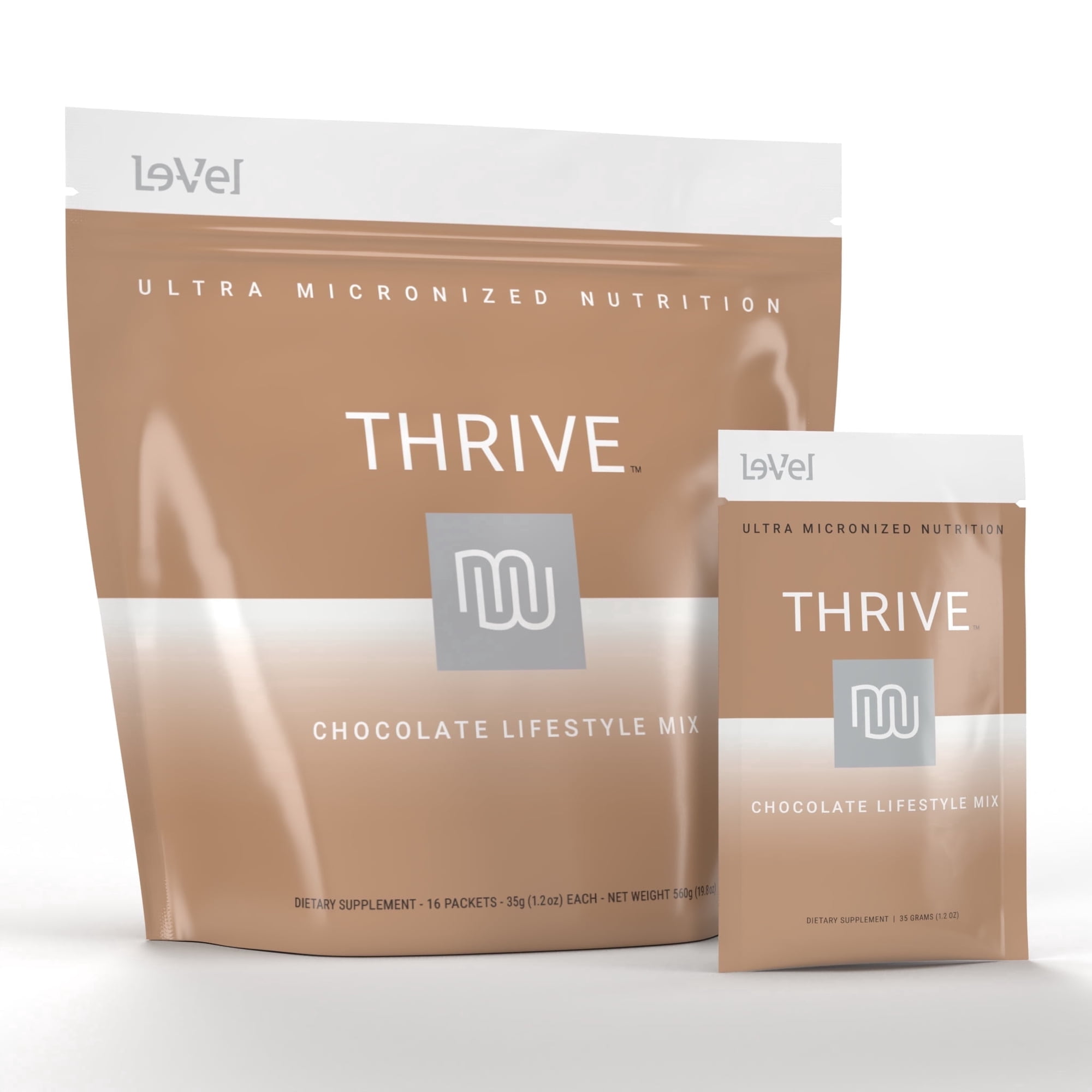 Le-Vel Brands THRIVE Protein Shake Gluten-Free Pea Protein Chocolate 16 Packets 560 Grams