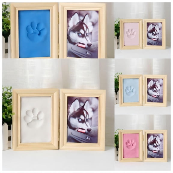 Pet Photo Frame Paw Print Kit - Personalized Wood Keepsake, Heartwarming Pet Memorial, Customizable Imprint Area, Cherished Memory Display, Topliu