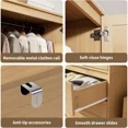 thumbnail image 5 of GarveeHome Armoire Wardrobe Closet with Drawers, 69.5" Tall Wooden Wardrobe Cabinet with Louvered Doors, Hanging Rod & 3 Drawers for Clothes Storage, Large Capacity Bedroom Organizer, Natural, 5 of 8