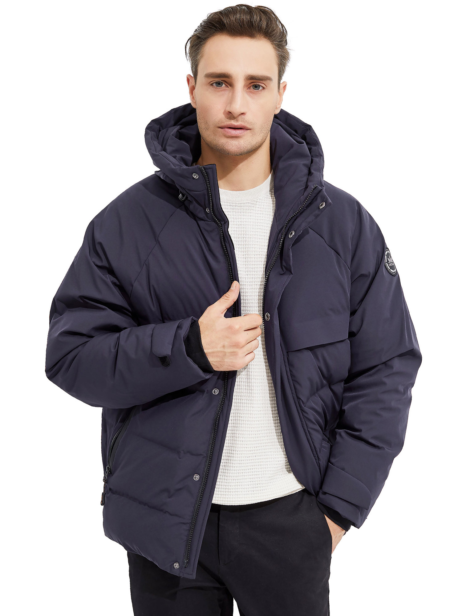 Orolay Men's Winter Down Jacket with Adjustable Drawstring Hood Ribbed Cuff - image 1 of 5