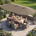 thumbnail image 4 of Costway 8 PCS Outdoor Wicker Dining Furniture & Double-Sided Umbrella with Solar LED Lights Tan + Mix Gray, 4 of 6