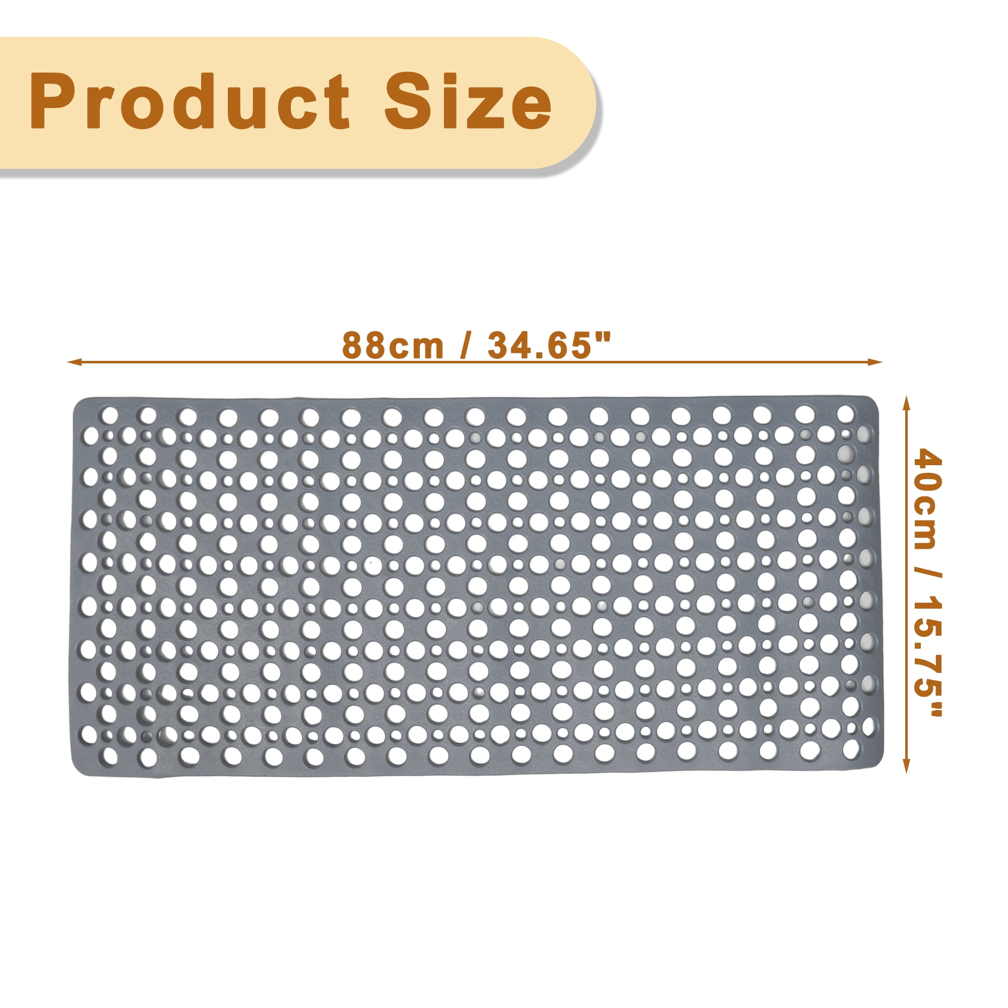 Unique Bargains Nonslip Bathtub Mat Bathtub Shower Mat Machine Washable Bath Mat for Tub Nonslip 34.65"x15.75" Grey