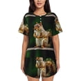 thumbnail image 1 of Fotbe Squirrels Eating Peanuts On The Tree Conjunto de Pijama Estampado para Mujer, 2 Piezas, Ropa de Dormir con Camiseta de Manga Corta y Shorts Suaves-3X-Large, 1 of 6