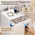 thumbnail image 3 of Hommpa Biometric Fingerprint Lock Nightstand with Charging Station, White Smart LED Bedside Table with Lockable Drawer for Gun Safe, Modern High Gloss 3 Drawers End Table for Bedroom, 3 of 12