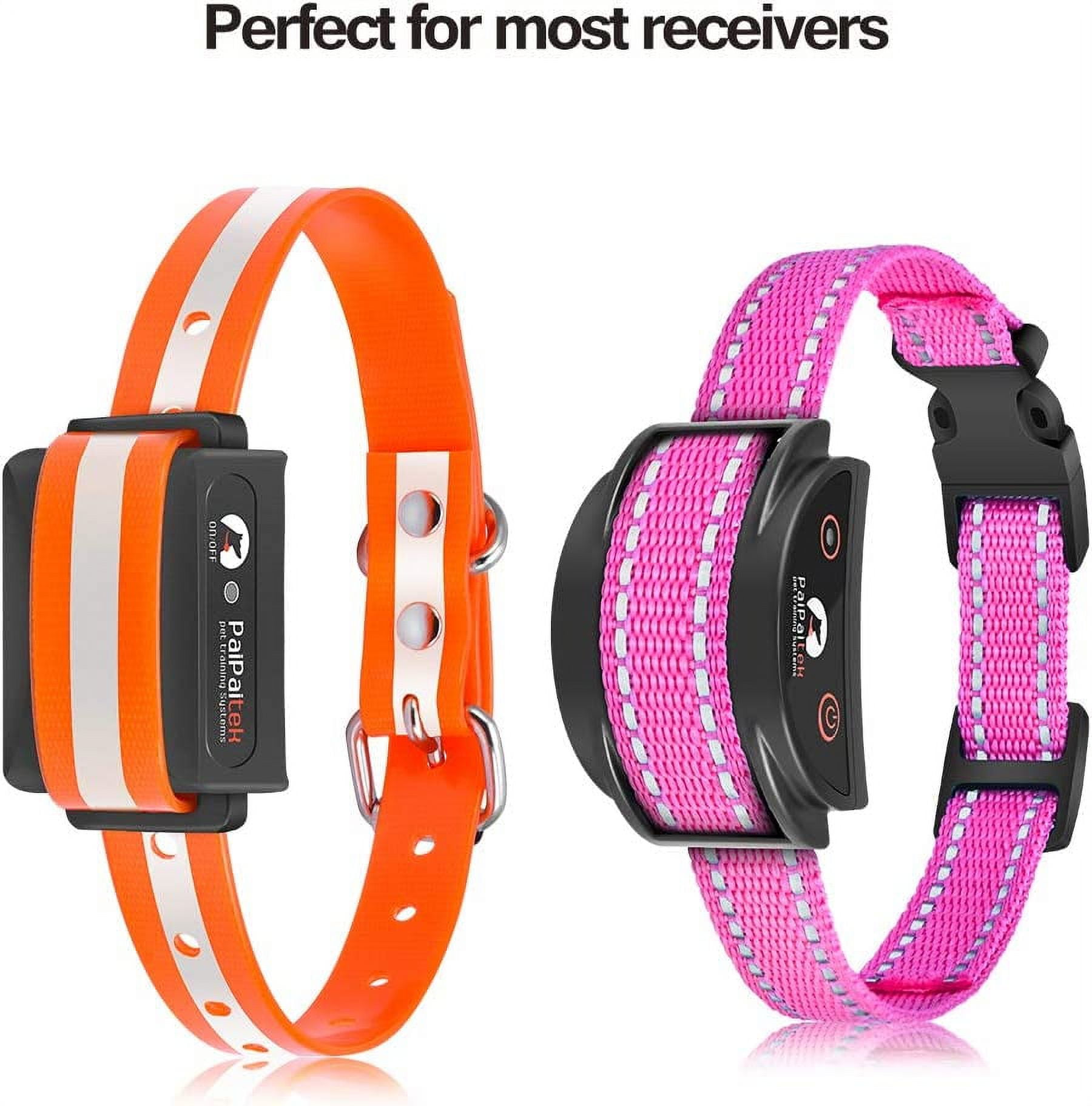 Paipaitek Shock Collar Replacement Strap, Reflective Adjustable Dog Replacement Collars Fits Most of Pet Fence and Bark Collars Receivers - Durable & Adjustable -2 Pack