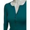 thumbnail image 4 of Doublju Women's Thermal Henley Long Sleeve Top with Plus Size, 4 of 4