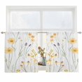thumbnail image 2 of Yellow Daisy Floral Semi Sheer Window Curtains 45 Inches Long, Spring Rustic Botanical Flowers Rod Pocket Voile Chiffon Curtain Light Filtering Drapes for Living Room, Kitchen, 52"x45", 2 Panels, 2 of 9