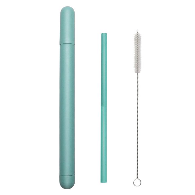 Juego de pajitas de repuesto portátiles, juego creativo de pajitas con cepillo de limpieza y estuche, pajitas de plástico reutilizables con cepillo limpiador, para accesorios de vaso y botella de