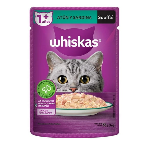 Alimento para Gato Whiskas Adulto Soufflé Atún y Sardina 85 g
