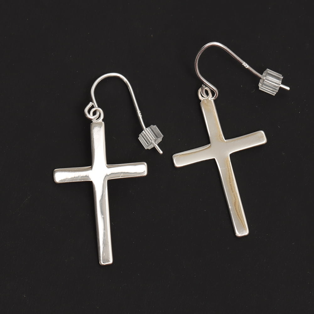 LeCalla 925 Sterling Silver Jewelry Cross Shaped Drop Dangler Earrings for Women and Teen 38MM