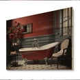 thumbnail image 2 of Designart "Red Modern Bathroom beauty III" Bath & Laundry Print on Natural Pine Wood, 2 of 5