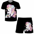 thumbnail image 1 of Conjuntos de ropa de unicornio para niños de verano, ropa para niños, camiseta de moda para niños + pantalones cortos bonitos, trajes de 2 uds, chándales de unicornio para niñas 7T Gao Jinjia LED, 1 of 2