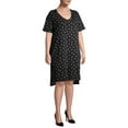 thumbnail image 2 of Terra & Sky Women's Plus Size V-Neck T-Shirt Dress with High Low Hem, 2 of 6