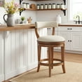thumbnail image 6 of Alaterre Furniture Hanover Swivel Low Back Counter Height Bar Wood Stool, Weathered Brown and Beige, 6 of 14