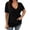 Black, variant on Womens Plus Size Deep V Neck Tunic Tops Vertical Rib Knit Short Sleeve Curved Split Hem Solid Casual Shirts Blouses Orange L