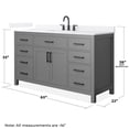 thumbnail image 4 of Beckett 60" Dark Gray Single Vanity & White Quartz Top (3-Hole) & Black Trim, 4 of 5