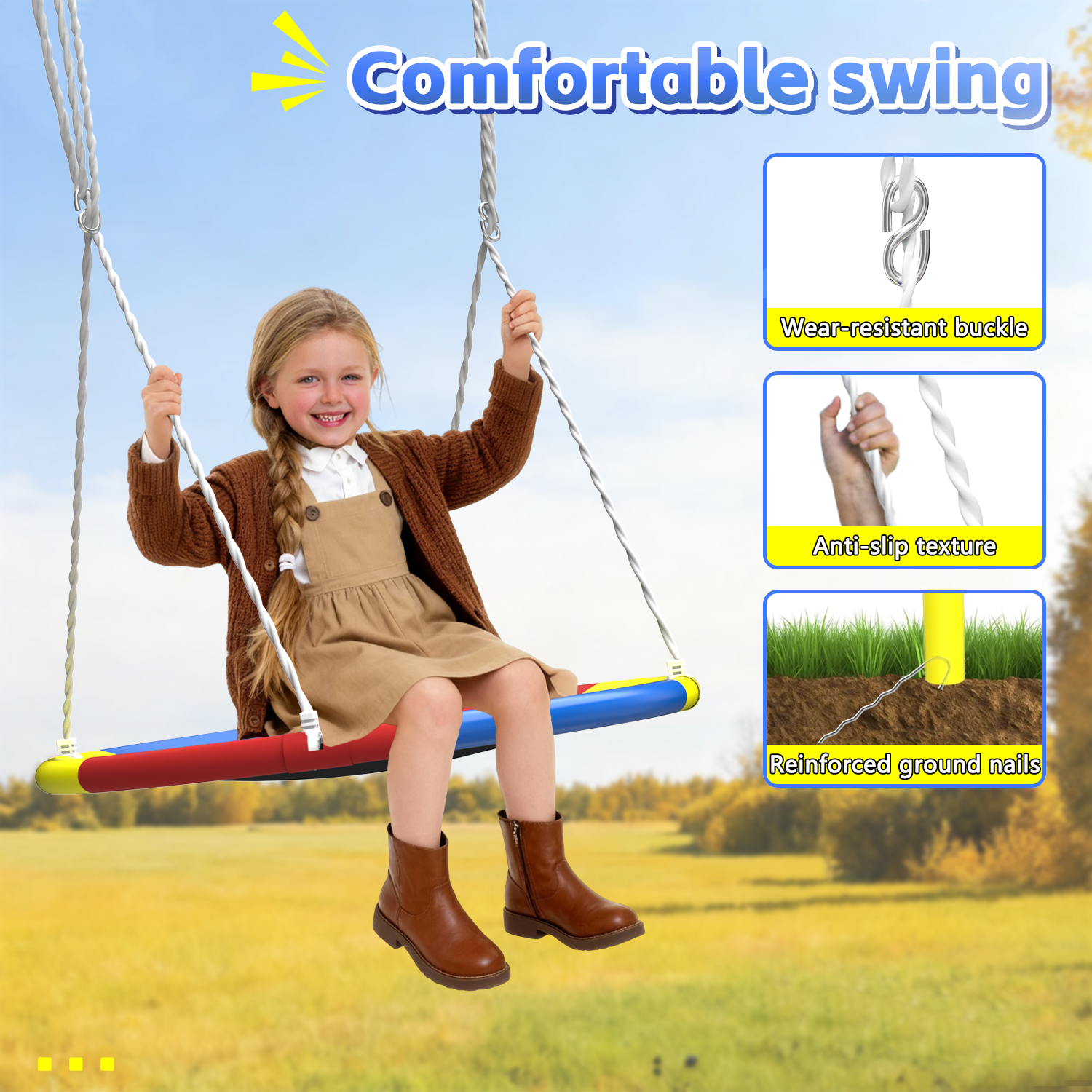 Mersco Swing Set for Backyard with Stand, Swing Heavy Duty 440lbs Metal Outdoor Swing Stan - detail 2