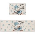 thumbnail image 2 of Kitchen Rugs and Mats Set of 2, Cute Dwarf in Coffee Cup Non-Slip Floor Doormat Comfort Area Runner Rug and Mat, Cartoon Gnomes Blue Snowflake Indoor Entrance Carpet Home Decor, 2 of 6