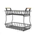 thumbnail image 1 of 2 Tier Fruit Storage Basket Kitchen Countertop Organizer with Wooden Handle Mesh Carbon Steel Bowl for Bread Vegetable Fruit Basket Detachable Metal Rectangular Wire Basket, 1 of 9