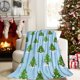 thumbnail image 1 of Decoraciones navideñas, manta de franela navideña con diseño de árbol de Navidad, escena de bosque nevado, manta estampada gruesa, felpa de doble cara, manta para la siesta, chal, manta de regalo navi, 1 of 6
