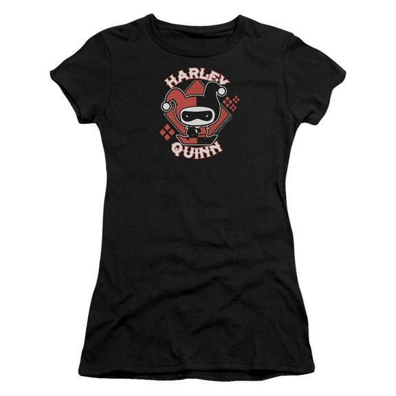 JLA Justice League Harley Chibi S/S Junior Women's T-Shirt Sheer Black