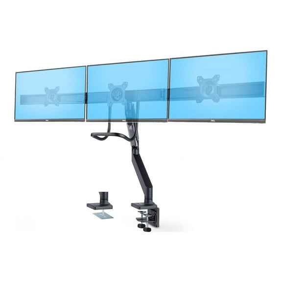 StarTech.com Crossbar Triple Monitor Desk Mount, VESA 75x75/100x100 - Mounting kit - adjustable arm - for 3 LCD displays - triple monitor mount - black - screen size: 17"-27"