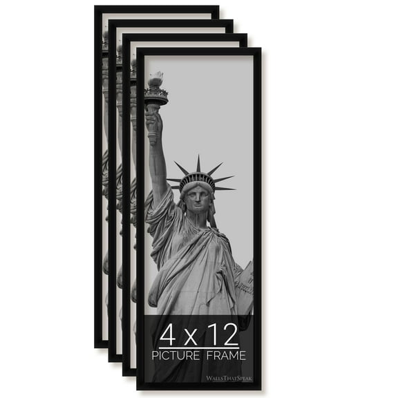 4x12 Black Picture Frame for Puzzles Posters Photos or Artwork, Set of 4