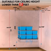 YOHKOH 4x4 FT Overhead Garage Storage Rack – Heavy-Duty Ceiling Lift System with Hand Crank & Secure Lock, Adjustable Storage for Workshop & Basement