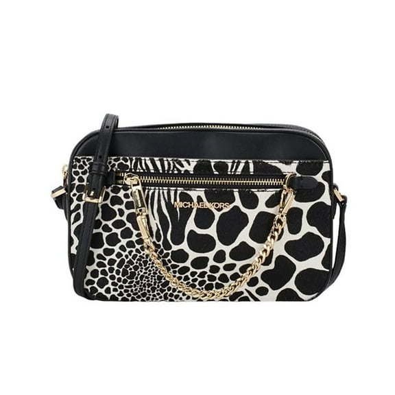 Michael Kors Women's Jet Set Item LARGE EAST WEST CHAIN Crossbody 35H3GTTC9H-001 (Black/Gold)