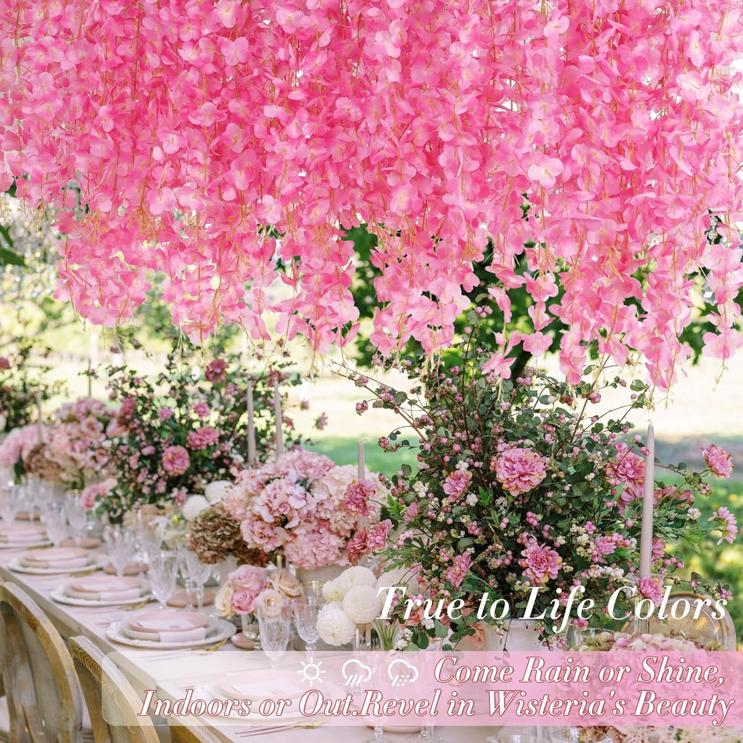 Wisteria Hanging Flowers, 3.6 Feet/Pcs Pink Wisteria Artificial Flowers, Fake Wisteria Flowers Garland, Hanging Wisteria Vines for Bedroom Wedding Home Party Wall Decoration