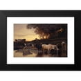 thumbnail image 2 of Johann Rudolf Koller 24x17 Black Modern Framed Museum Art Print Titled - Cows at the Watering Place (1868), 2 of 5