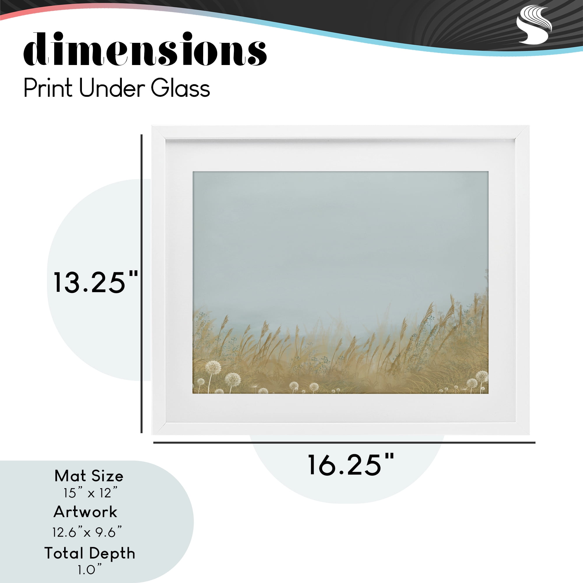 Misty Meadows Blowing in Wind White Framed Print Under Glass, design by Renel Peters